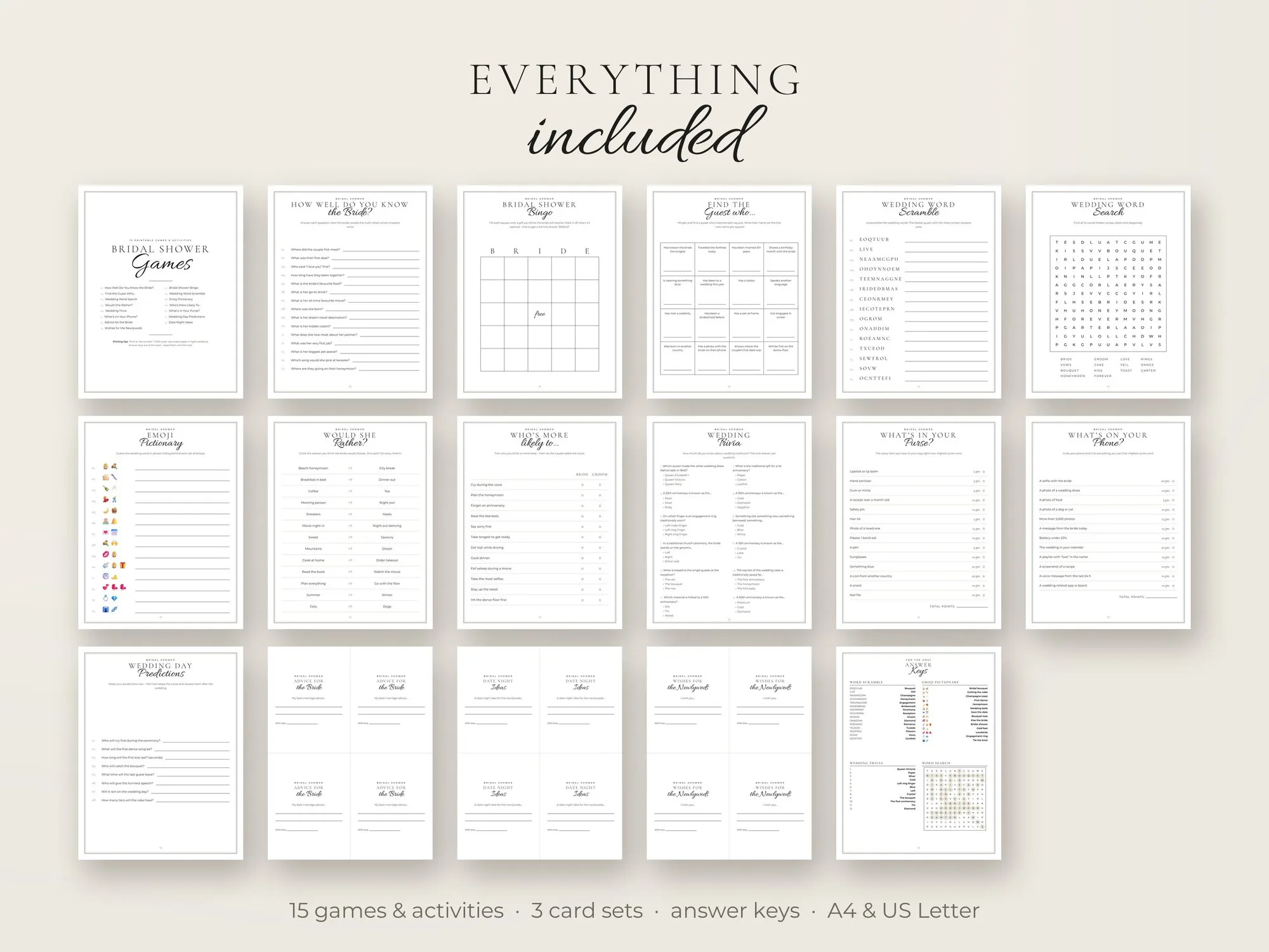 Bridal Shower Games Bundle – 15 Printable Games – preview 2