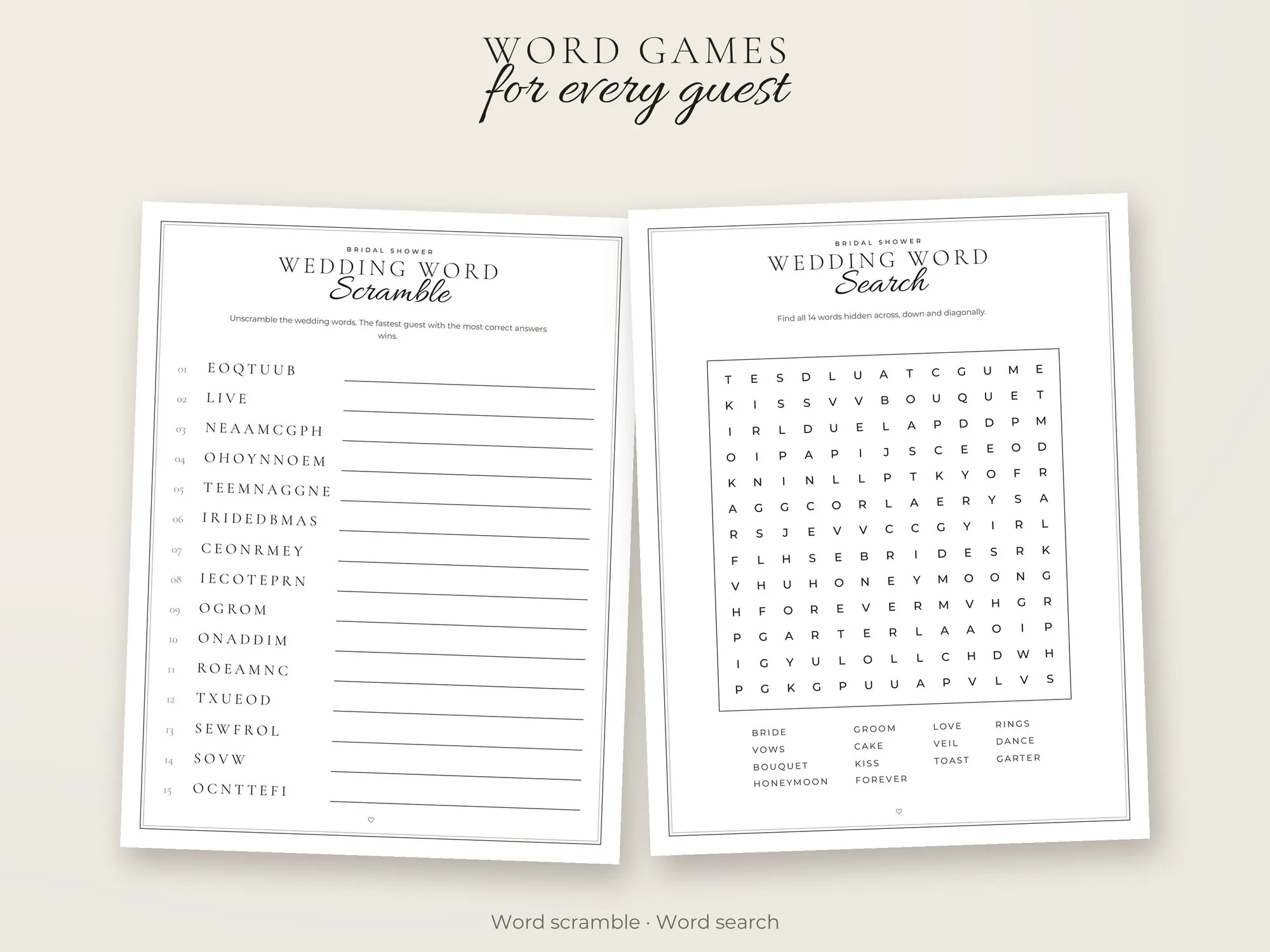 Bridal Shower Games Bundle – 15 Printable Games – preview 5