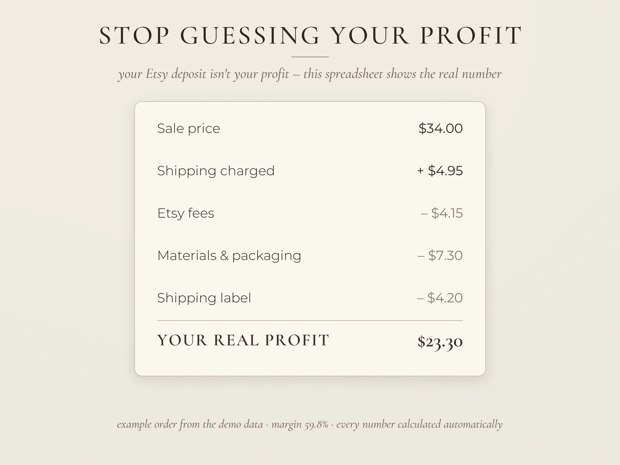 Etsy Seller Spreadsheet – Profit, Fees & Sales Tracker – preview 10