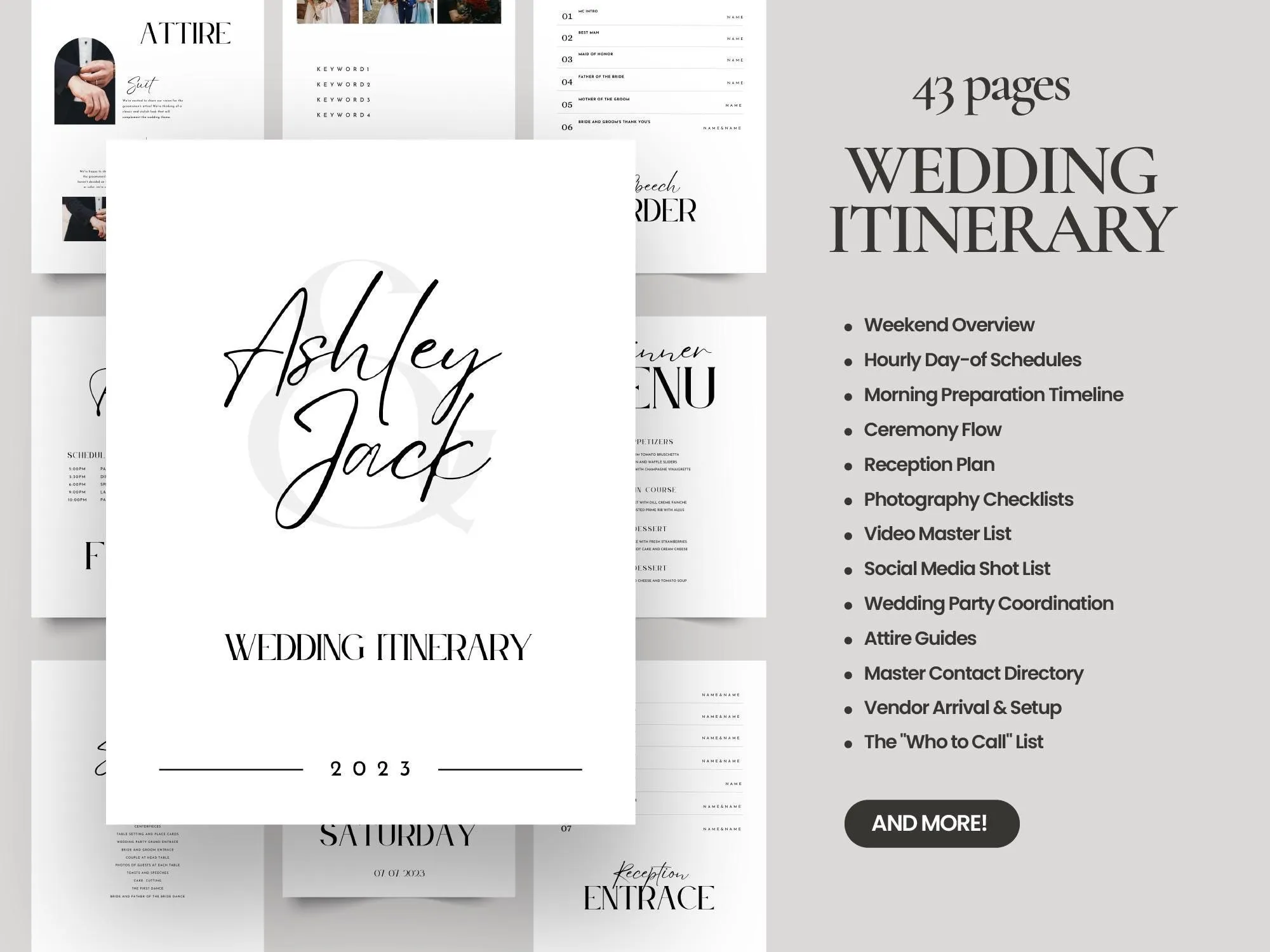 Printable wedding planner and checklist pages laid out on a table